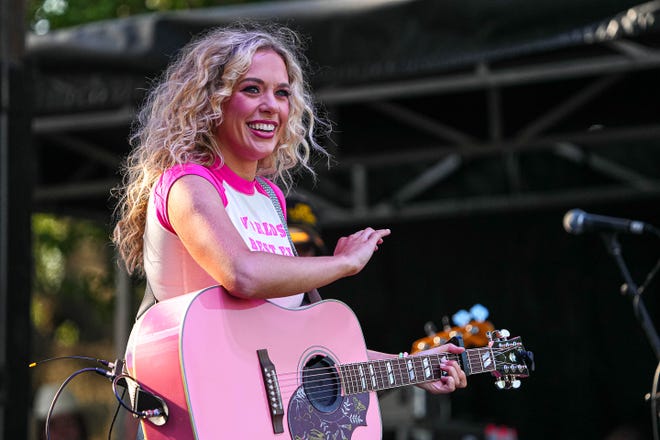 Megan Moroney performs on the Pony Up stage at the Two Step Inn country music festival at San Gabriel Park on Sunday, April 21, 2024 in Georgetown, Texas.